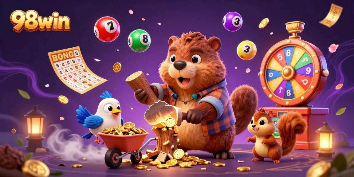 Experience the excitement of 98win with a colorful casino-themed scene featuring animated characters and vibrant gameplay elements.