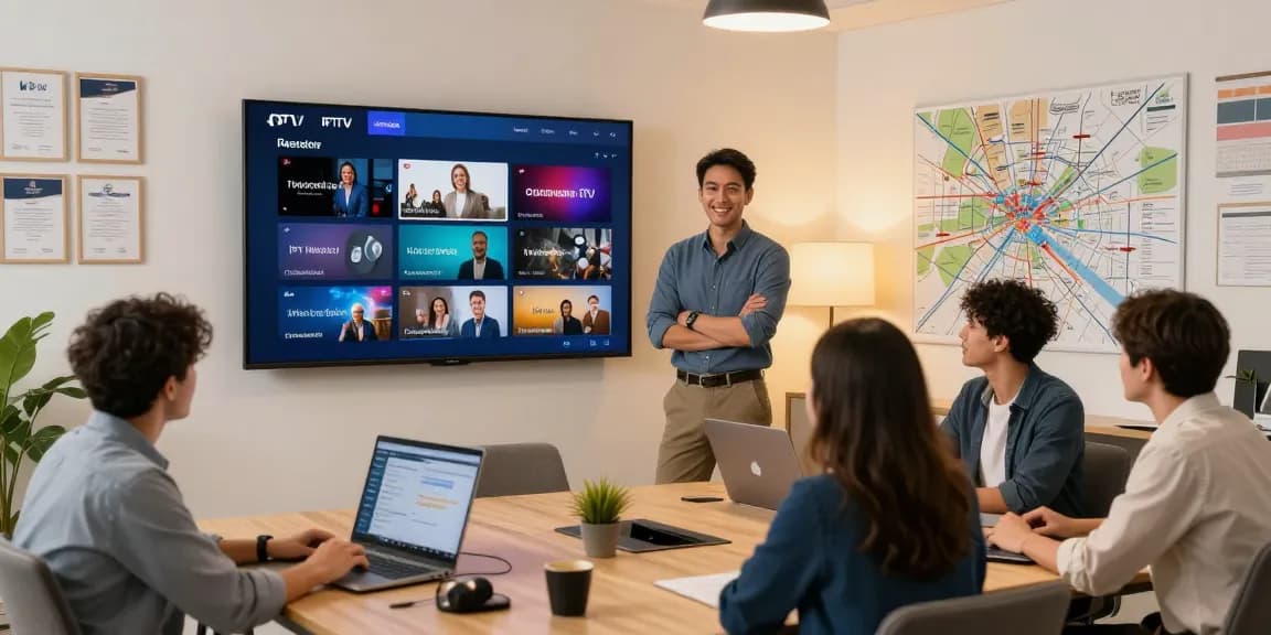 IPTV reseller at a local business office providing trusted community services in the UK.