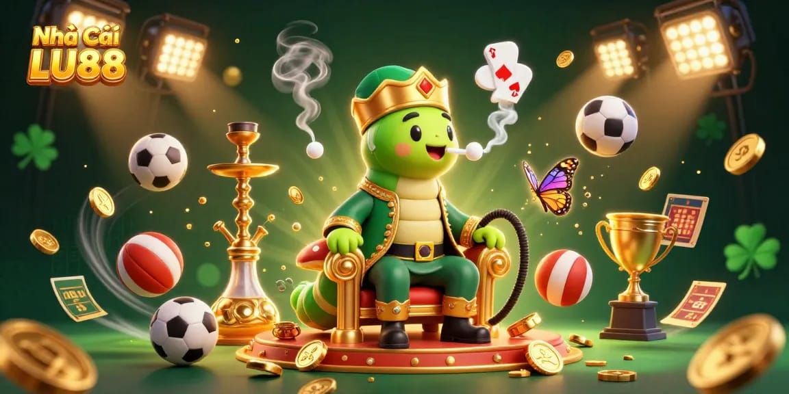 Experience thrilling gameplay at Nhà Cái LU88 with a rich 3D casino illustration showcasing vibrant gaming elements.