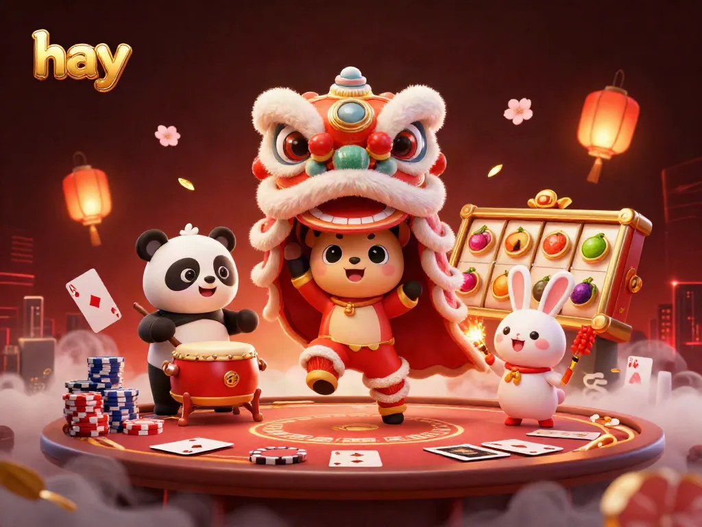 Experience thrilling gaming action at hay casino with vibrant characters and 3D card game elements.