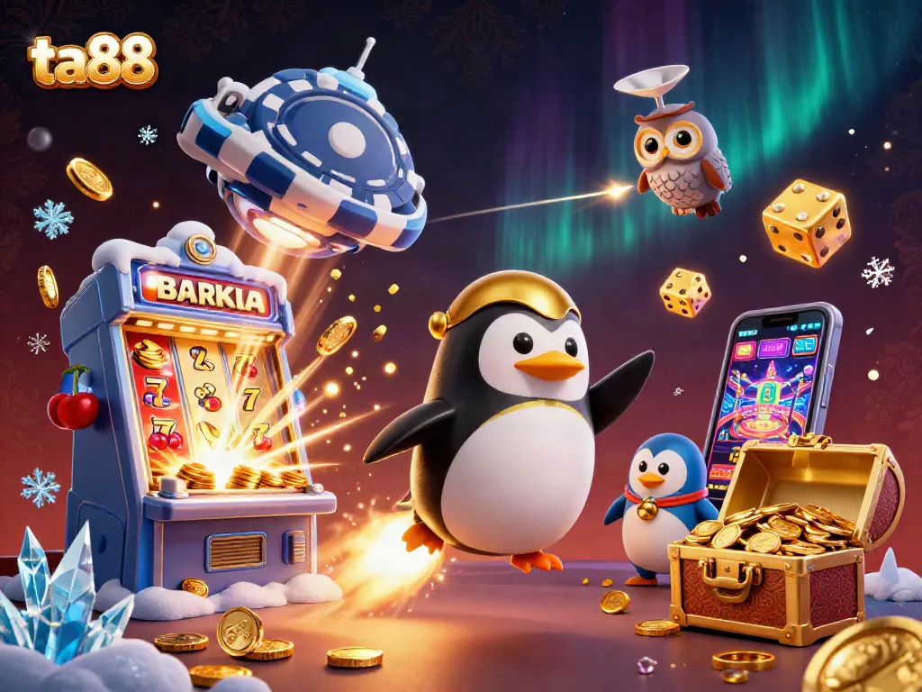 Experience exciting wins with ta88 as a golden penguin embarks on a thrilling casino adventure.