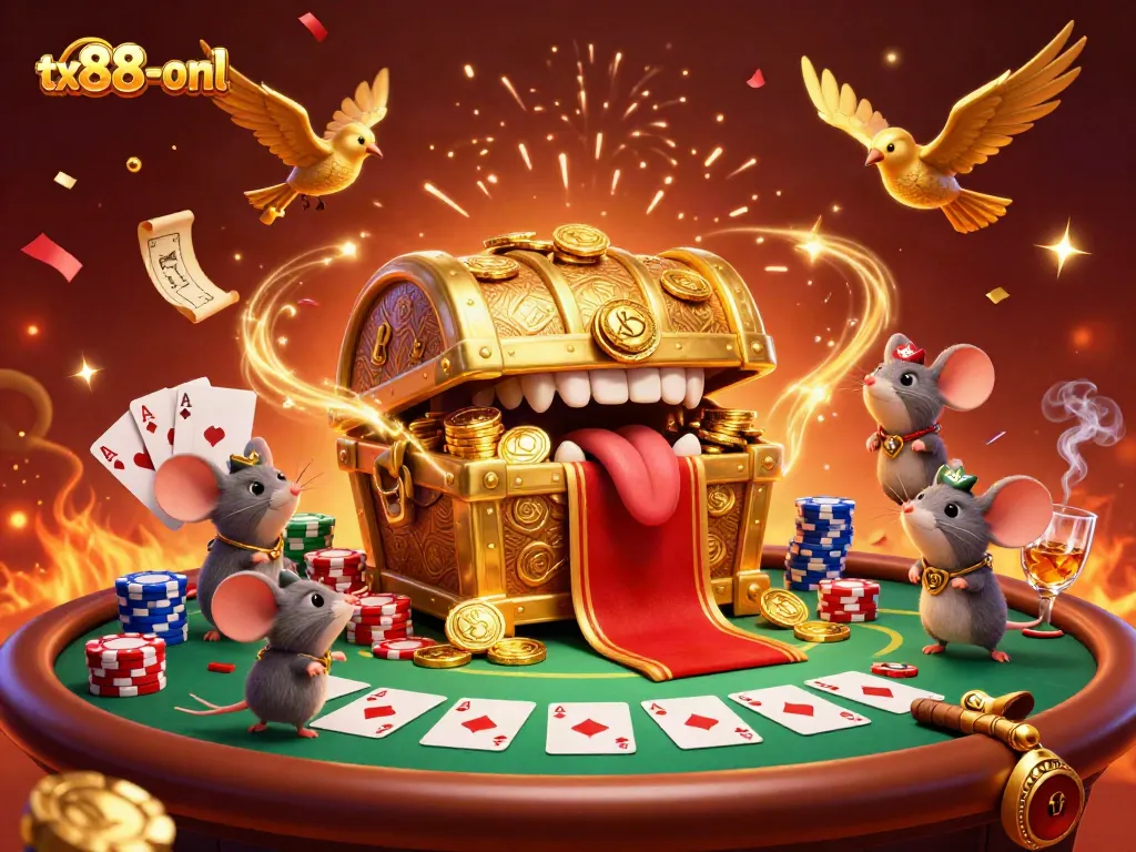 Experience the thrill of tx88-onl with a vibrant, dynamic casino scene packed with treasures.