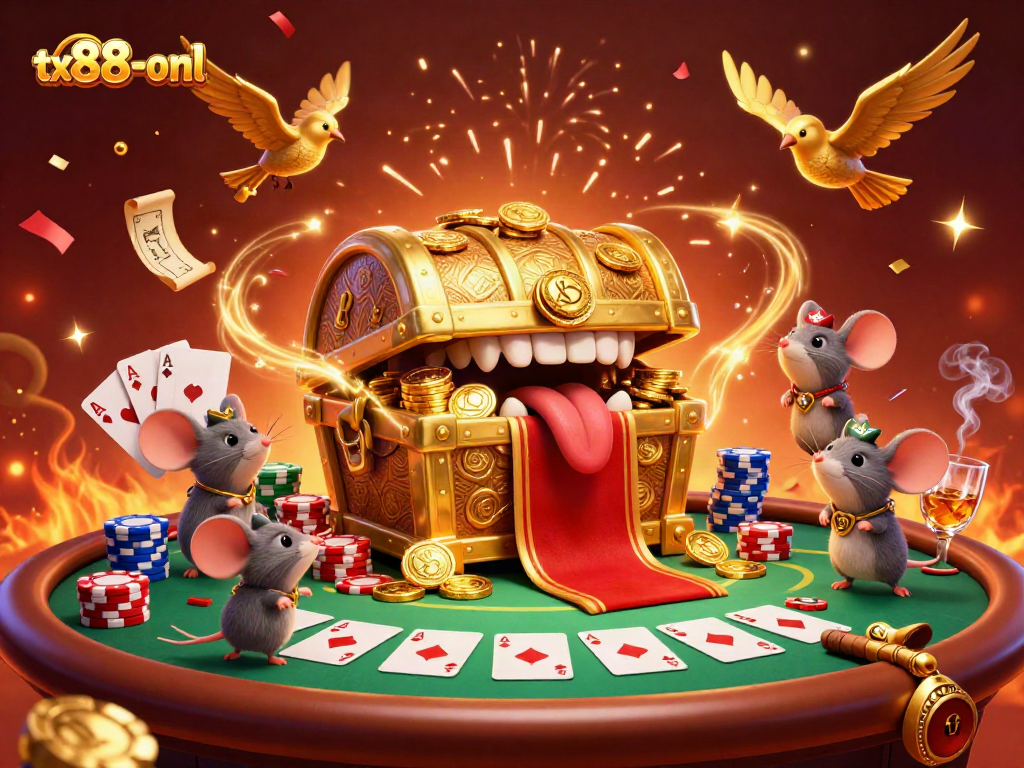 Experience the thrill of tx88-onl with a vibrant, dynamic casino scene packed with treasures.