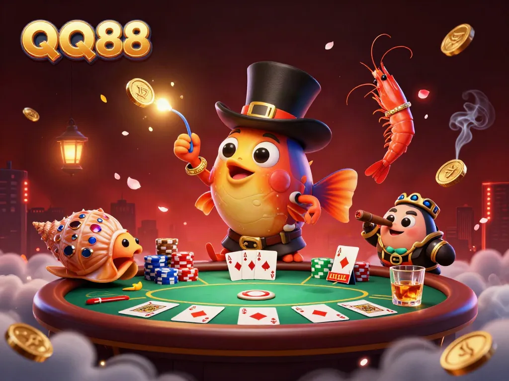 Experience the excitement of QQ88's vibrant casino world with dazzling characters and rich gaming elements.