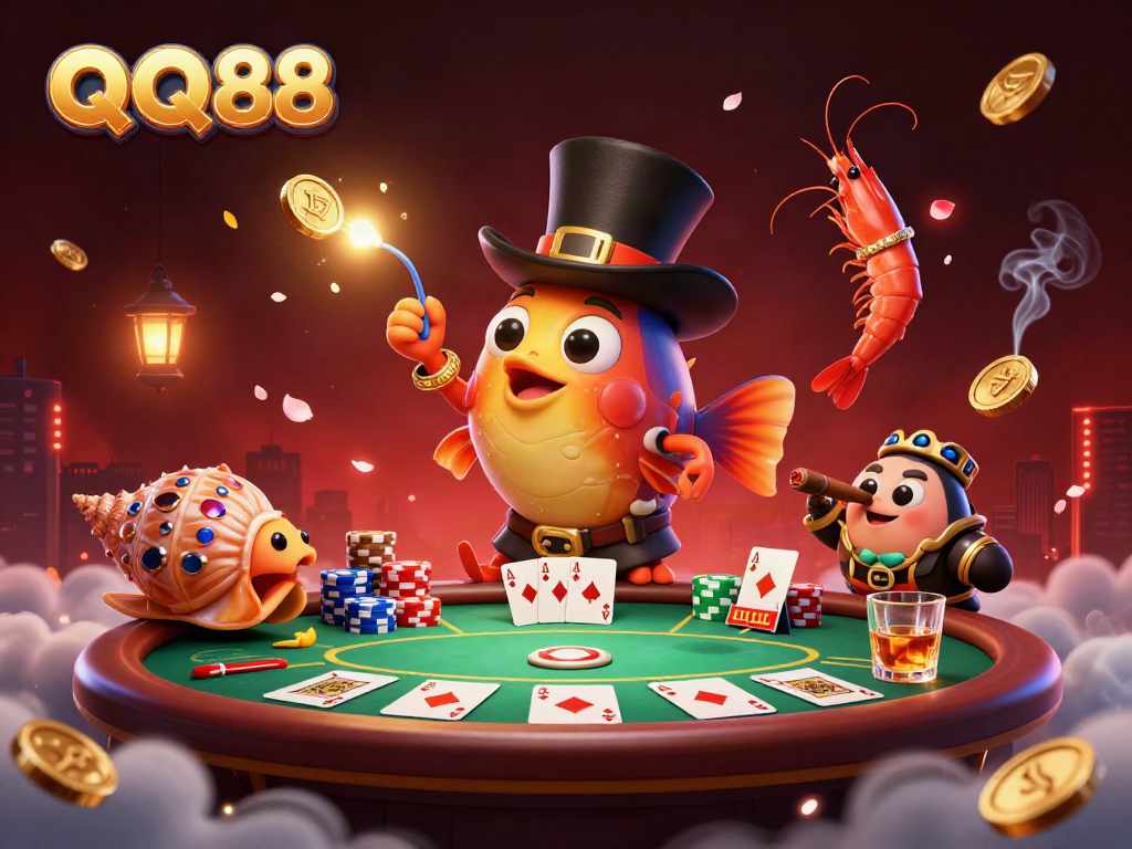 Experience the excitement of QQ88's vibrant casino world with dazzling characters and rich gaming elements.