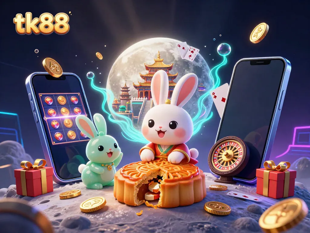 Experience immersive gaming with tk88 as the moon rabbit reveals treasure-filled mooncakes.