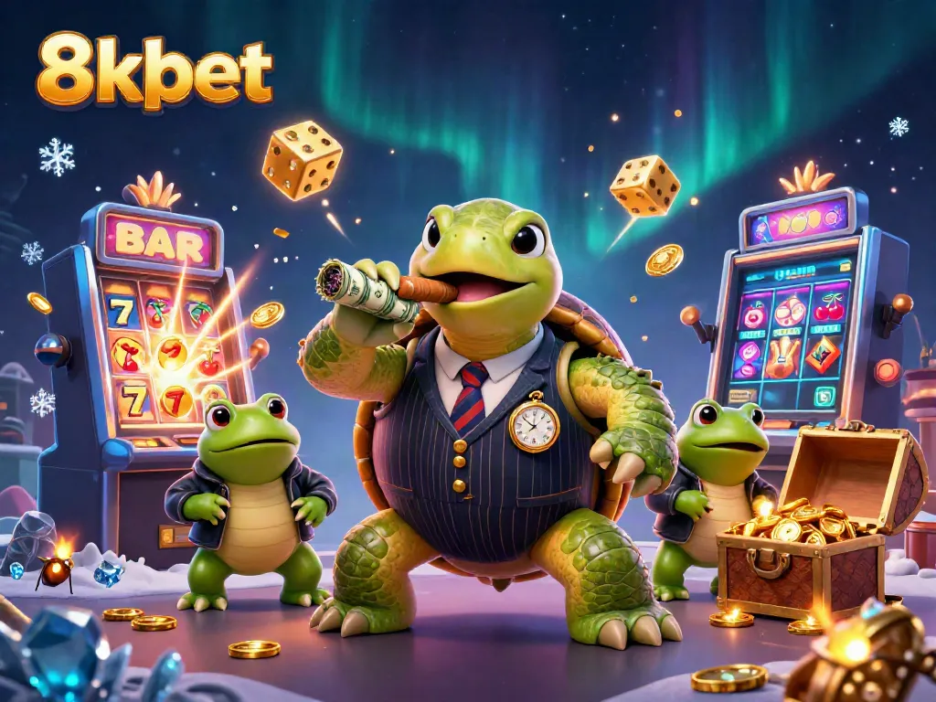 Experience thrilling gameplay with 8xbet as the snapping turtle leads the action in an exciting casino scene.
