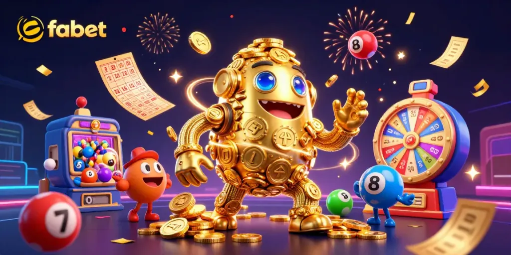 Engage in thrilling games at fabet with a vibrant scene featuring dynamic elements and a golden golem.