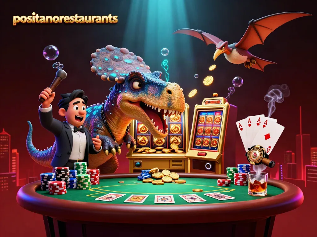 Experience the thrill as PositanoRestaurants' pachycephalosaurus wins big at the casino's jackpot!