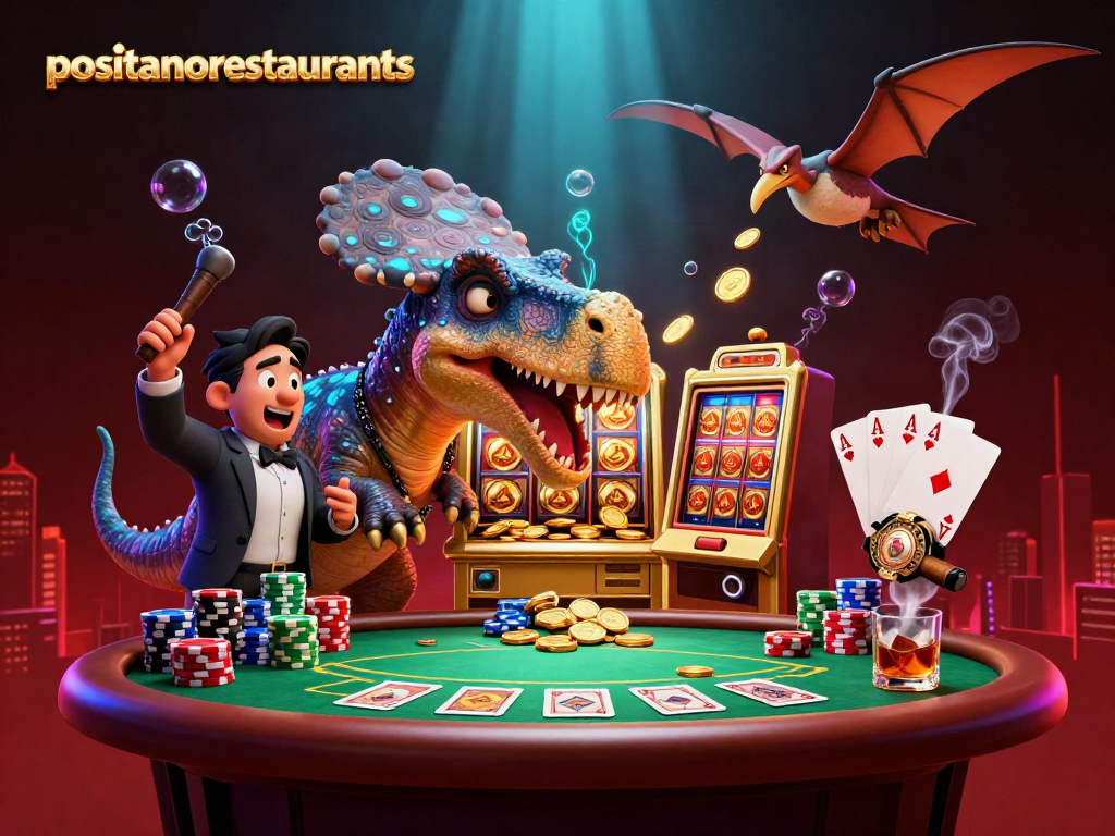 Experience the thrill as PositanoRestaurants' pachycephalosaurus wins big at the casino's jackpot!