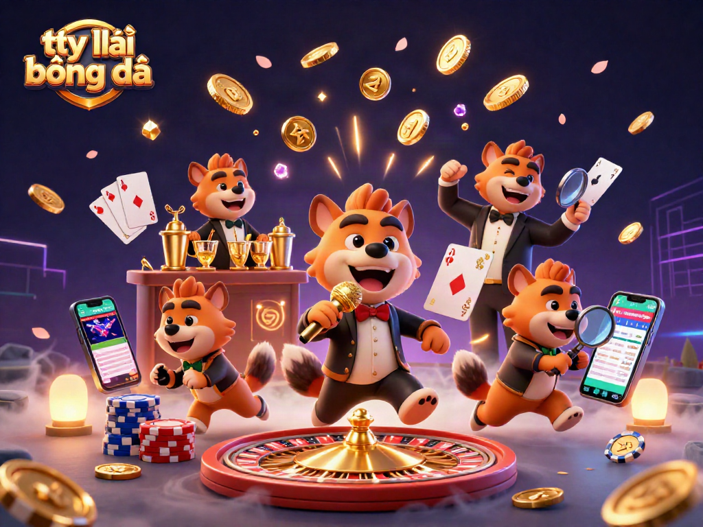 Engage with tỷ lệ bóng đá in an energetic casino scene featuring hyenas and dynamic betting elements.