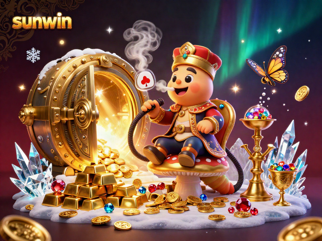 Experience the vibrant world of sunwin with an enchanting 3D casinogame scene filled with treasures and excitement.