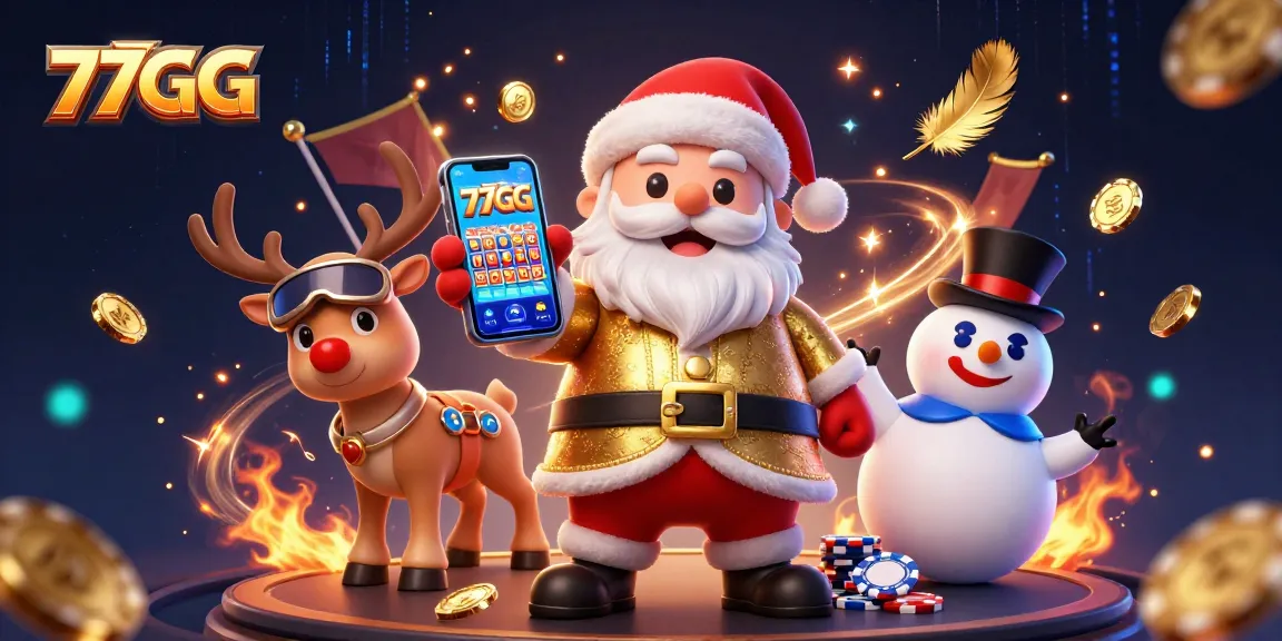 Experience thrilling wins with 77GG in this vibrant casino scene featuring slot games and lively characters.