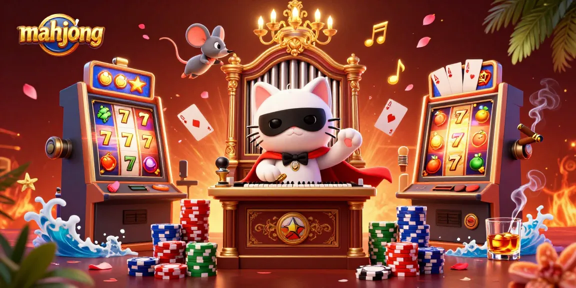 Experience the thrill of mahjong and slot games with vibrant casino elements and exciting visuals.