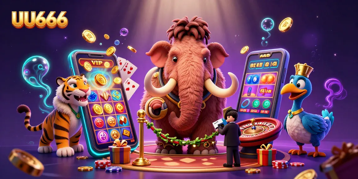 Experience the thrill of UU666 as a woolly mammoth bouncer welcomes players to the casino.