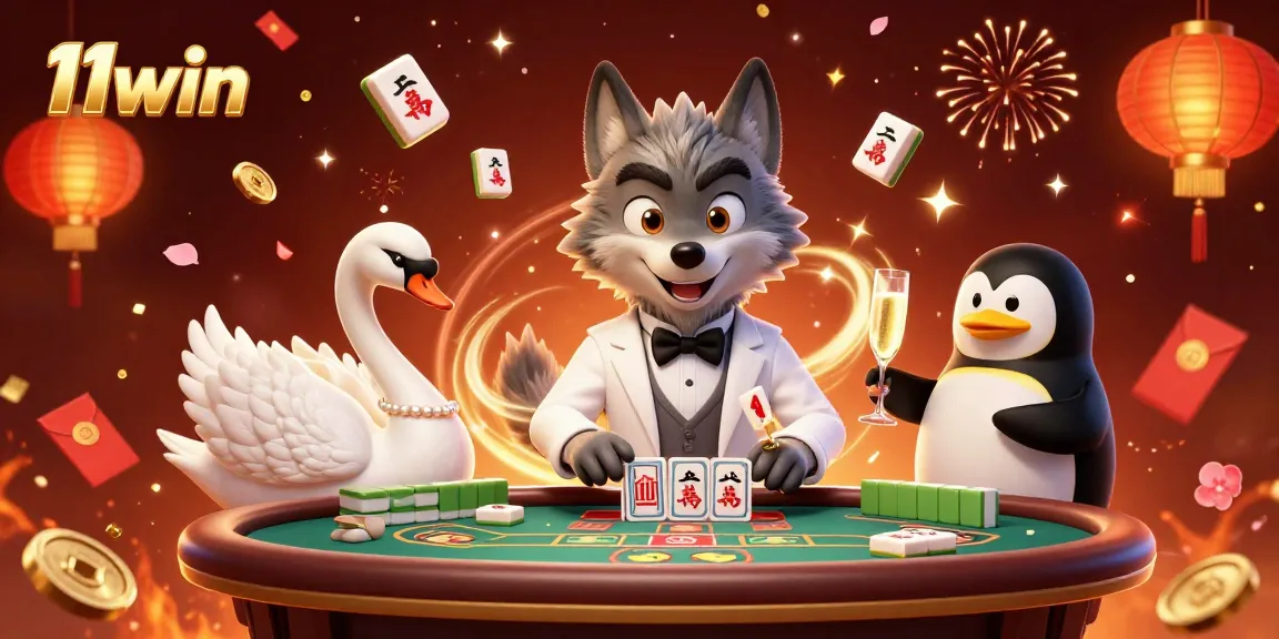 Celebrate wins at 11win with a lively casino scene featuring cards and drinks.