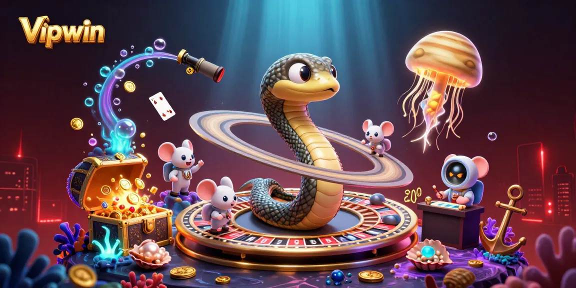 Experience thrilling betting with Vipwin's cosmic roulette featuring colorful characters and dynamic casino elements.