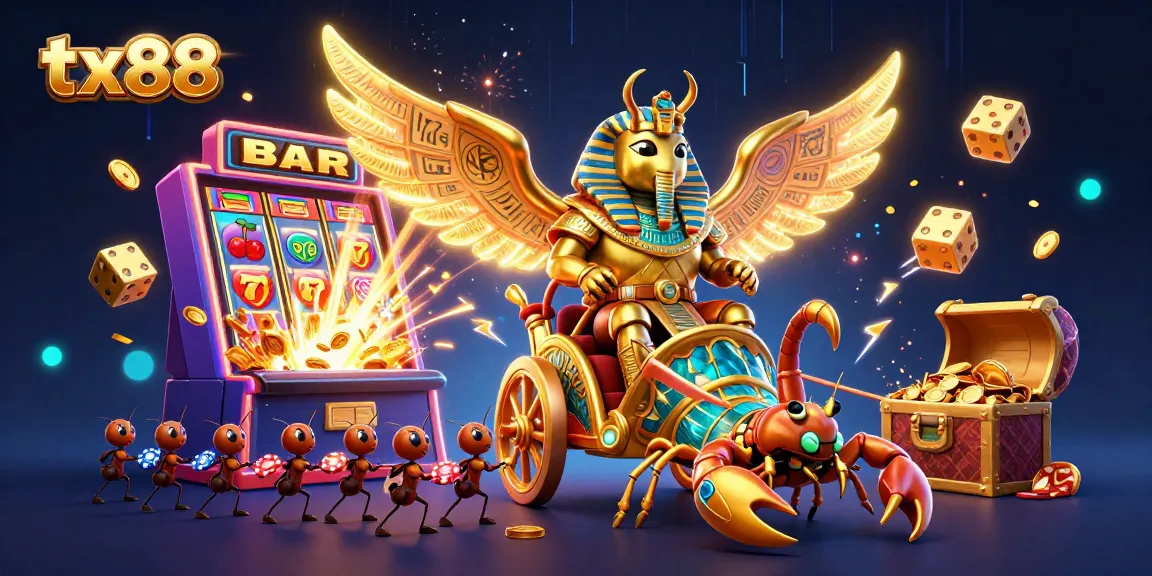 Spin the reels of fortune with tx88's thrilling casino adventure featuring colorful game elements.