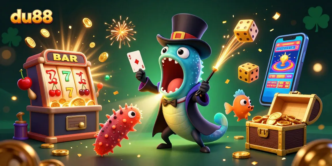 Spin with du88 as glowing sea creatures perform magic in a vibrant jackpot scene.
