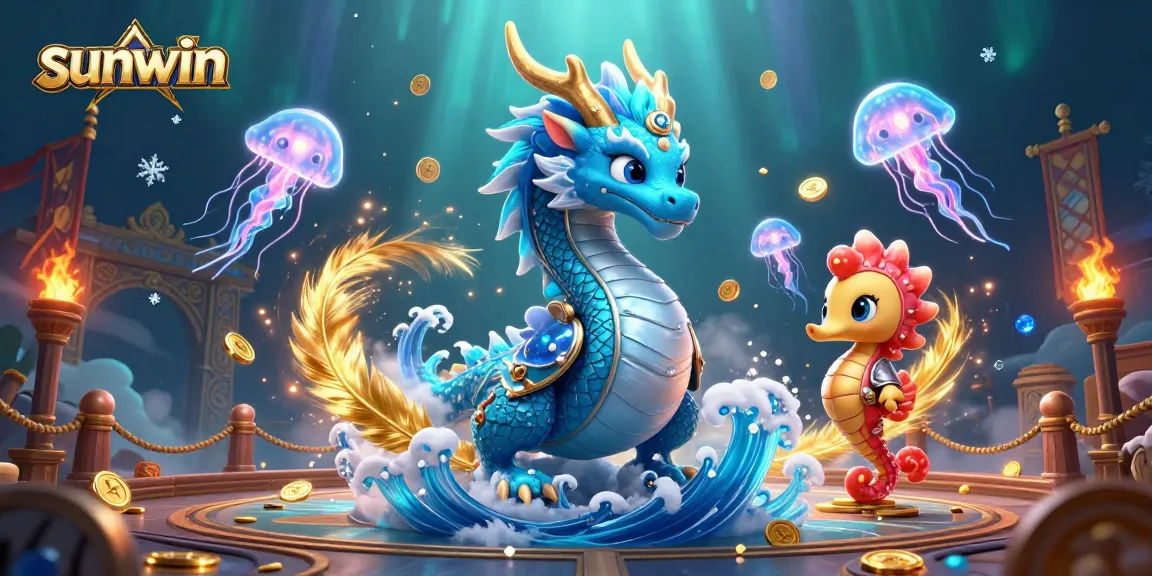 Experience exciting gameplay with sunwin through unique 3D art featuring mystical underwater creatures.